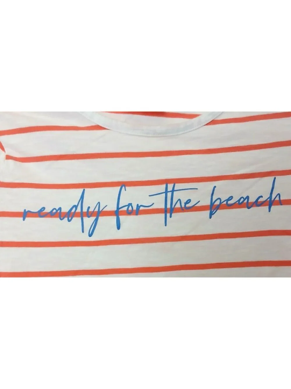 Denim & Co Womens XXS Orange White Striped TShirt Ready For The Beach #D-36 - Picture 6 of 6